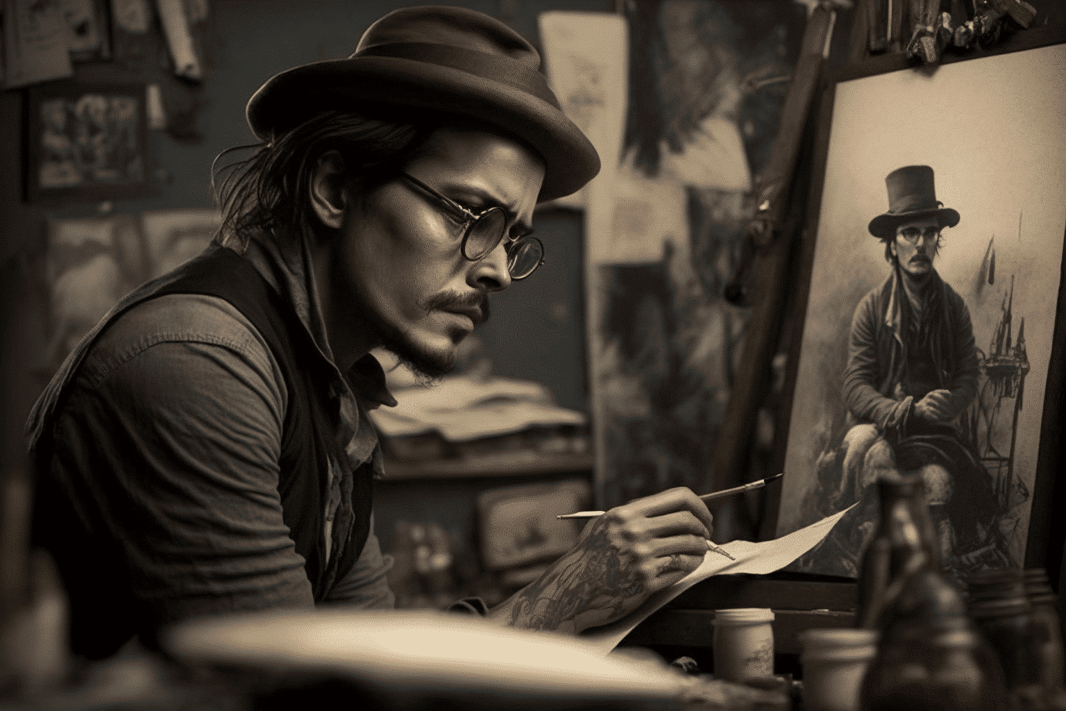 johnny-depp-turns-his-artistic-talent-into-painting-celebrities