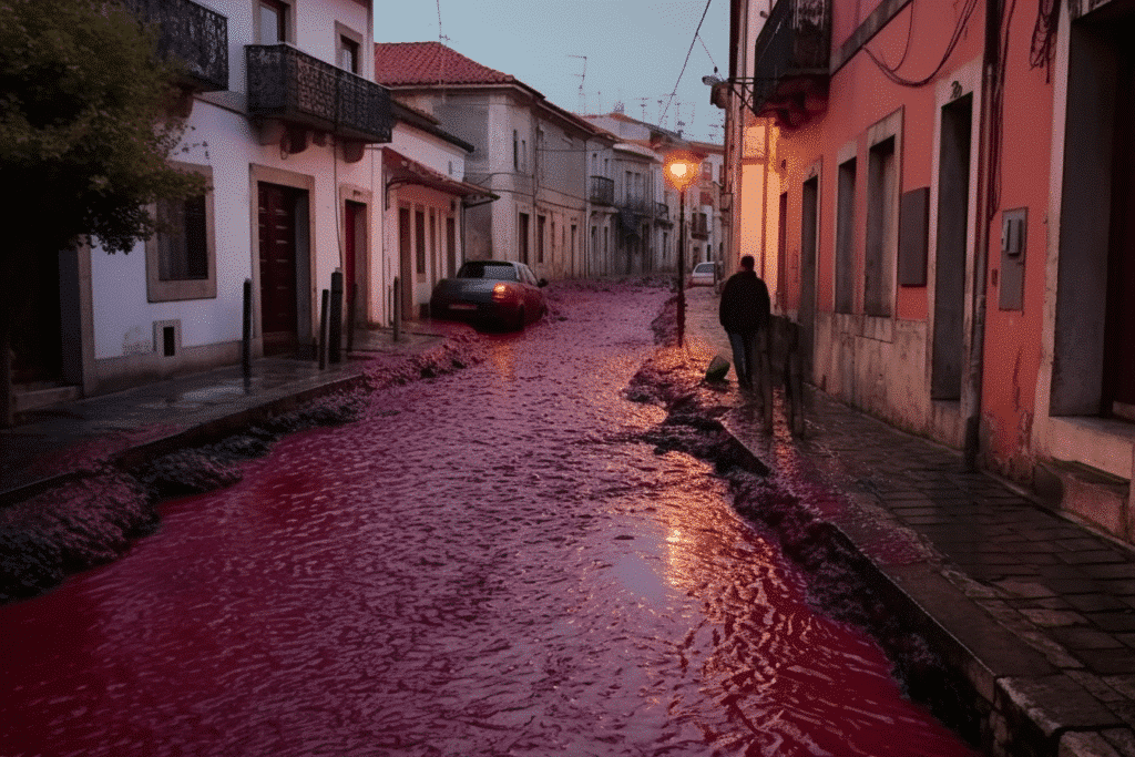 unexpected-deluge-of-red-wine-submerges-são-lourenço-do-bairro,-anadia